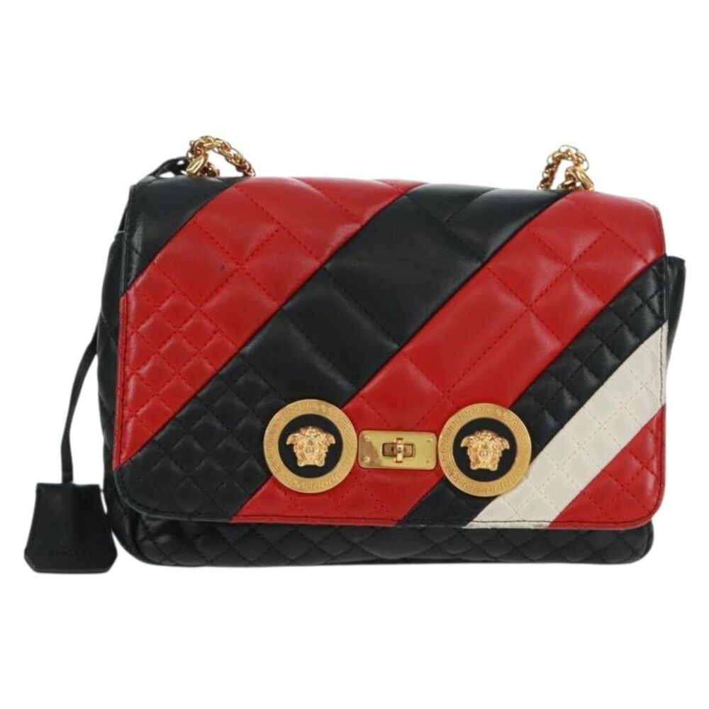 Versace Medusa Padlock Icon Top Handle Quilted Leather Black Leather Shoulder